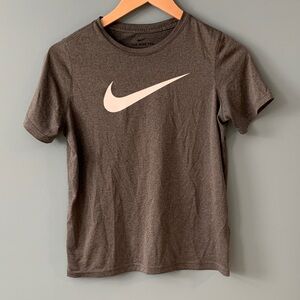 Nike Kids Grey Dri-Fit Tee with White Swoosh